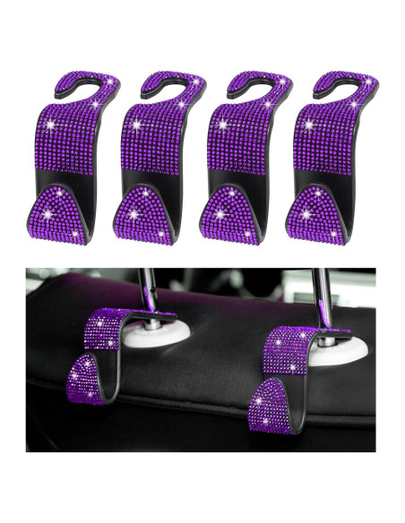 Ganchos de Cabecera de Asiento de Coche Augeny 4 PCS Púrpura