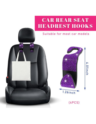 Ganchos de Cabecera de Asiento de Coche Augeny 4 PCS Púrpura