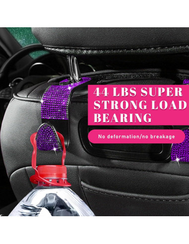 Ganchos de Cabecera de Asiento de Coche Augeny 4 PCS Púrpura