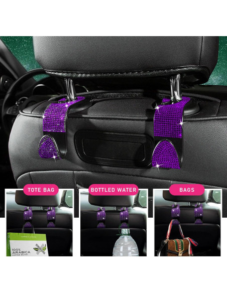 Ganchos de Cabecera de Asiento de Coche Augeny 4 PCS Púrpura
