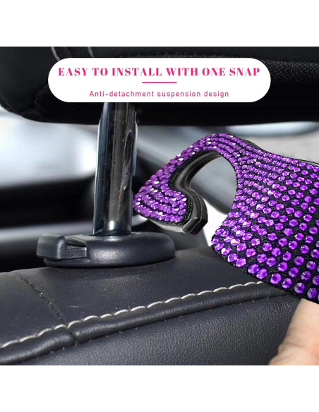 Ganchos de Cabecera de Asiento de Coche Augeny 4 PCS Púrpura