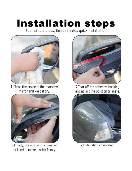 2 Piezas Visera de Lluvia Espejo Ceja Wevdn PVC Negro