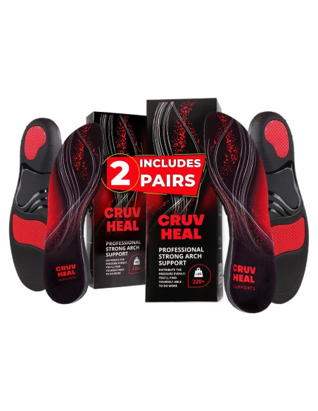 2 Pares de Plantillas Ortóticas CRUVHEAL para Fascitis Plantar - Soporte Carga Pesada XXL
