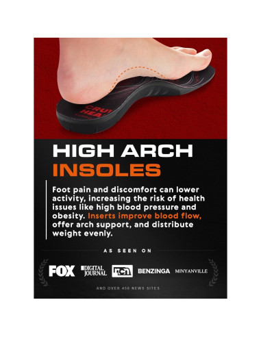 2 Pares de Plantillas Ortóticas CRUVHEAL para Fascitis Plantar - Soporte Carga Pesada XXL