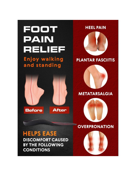 2 Pares de Plantillas Ortóticas CRUVHEAL para Fascitis Plantar - Soporte Carga Pesada XXL