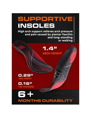 2 Pares de Plantillas Ortóticas CRUVHEAL para Fascitis Plantar - Soporte Carga Pesada XXL