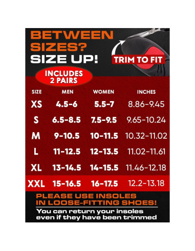 2 Pares de Plantillas Ortóticas CRUVHEAL para Fascitis Plantar - Soporte Carga Pesada XXL