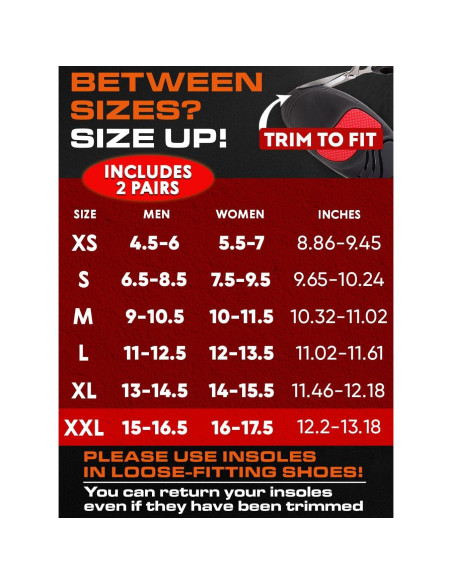 2 Pares de Plantillas Ortóticas CRUVHEAL para Fascitis Plantar - Soporte Carga Pesada XXL