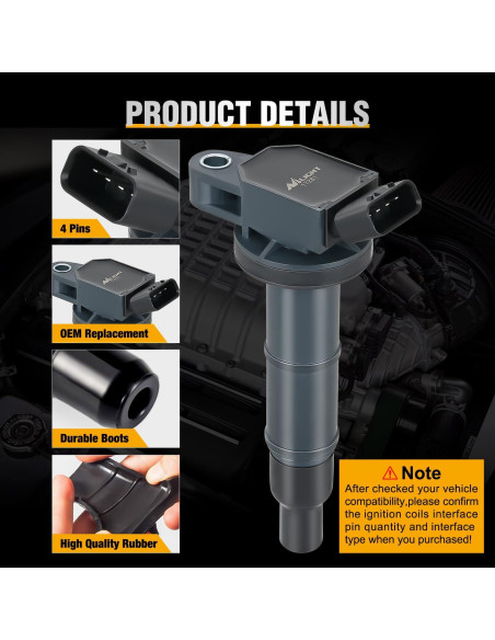 Juego de 4 Bobinas de Encendido Nilight para Toyota/Lexus