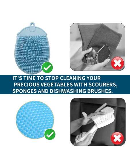 Cepillo Limpiador de Verduras Zorgons - Silicona Azul 45g