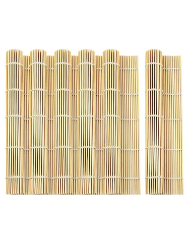6 Esteras de Bambú Natural para Sushi LEEPHONE 24.1 cm