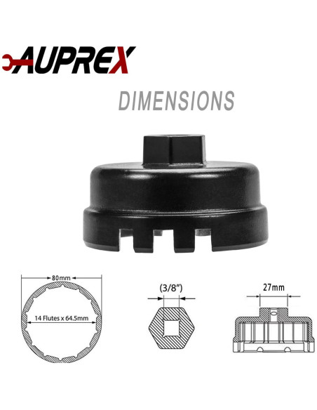 Llave de Filtro de Aceite AUPREX 64mm 14 Flautas para Toyota