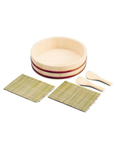 Kit de Hacer Sushi JapanBargain 1919 - Hangiri, Estera y Cucharas