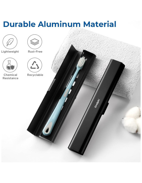 Estuche de cepillo de dientes portátil Oralphi aluminio negro