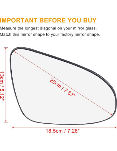 Espejo Retrovisor Lateral Derecho X AUTOHAUX para Toyota Yaris 2012-2017