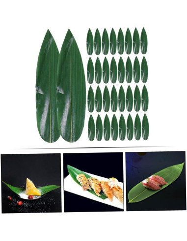 IMIKEYA 100pcs Hojas de Bambú Decorativas para Sushi 18x4.7cm