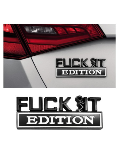 Emblema 3D Dickno Edición Fuck It para Auto Negro y Blanco
