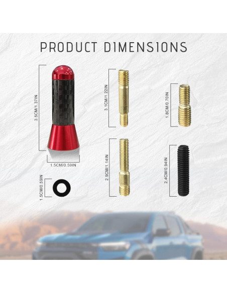 Antena Corta para Coche HAOBO Fibra de Carbono Universal