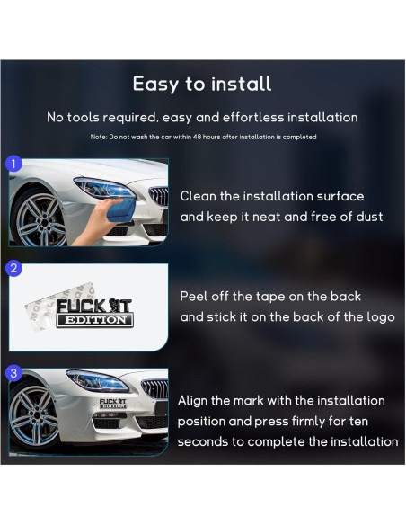 Emblema 3D Dickno Edición Fuck It para Auto Negro y Blanco