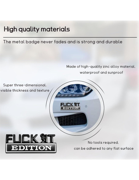 Emblema 3D Dickno Edición Fuck It para Auto Negro y Blanco