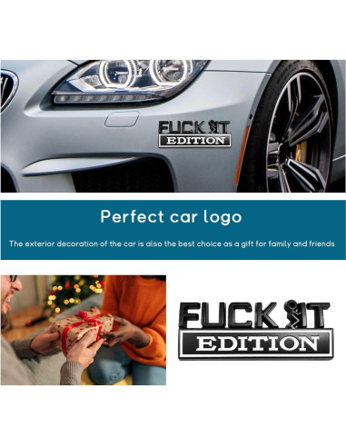 Emblema 3D Dickno Edición Fuck It para Auto Negro y Blanco