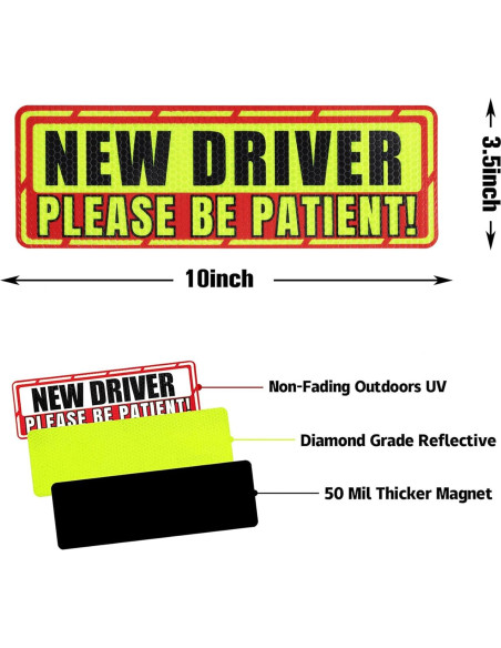 Imán para Nuevo Conductor SINGARO 3 Pcs Borde Rojo