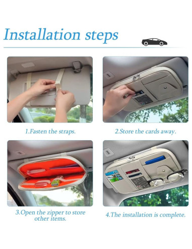 Organizador de Visera de Coche BELOMI Rojo con Múltiples Bolsillos