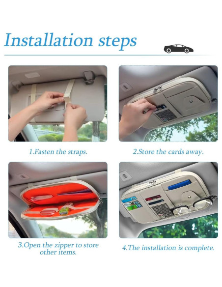 Organizador de Visera de Coche BELOMI Rojo con Múltiples Bolsillos