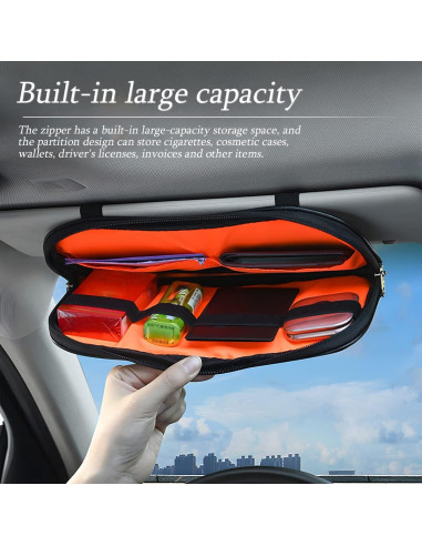 Organizador de Visera de Coche BELOMI Rojo con Múltiples Bolsillos