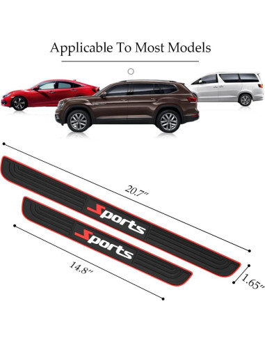 4 Protectores de Umbral de Puerta DWARFOO para Coche Negro