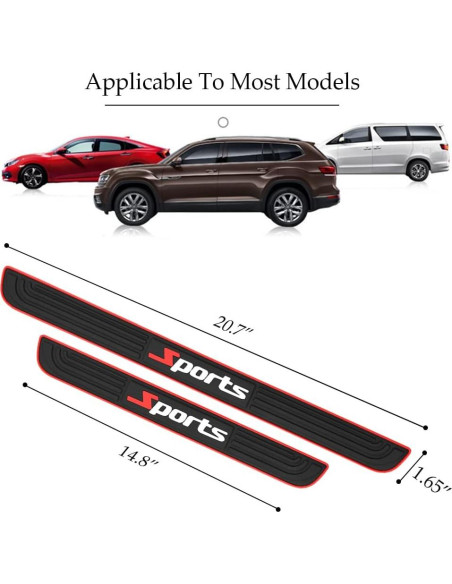 4 Protectores de Umbral de Puerta DWARFOO para Coche Negro