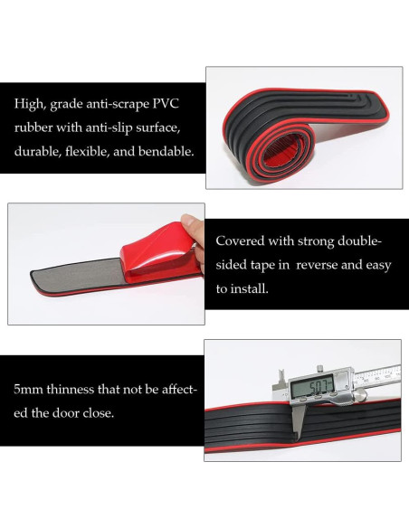 4 Protectores de Umbral de Puerta DWARFOO para Coche Negro