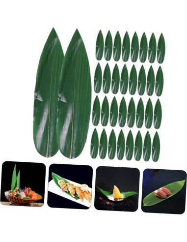 IMIKEYA 100pcs Hojas de Bambú Decorativas para Sushi 18x4.7cm