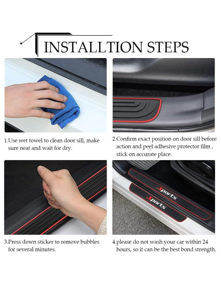 4 Protectores de Umbral de Puerta DWARFOO para Coche Negro