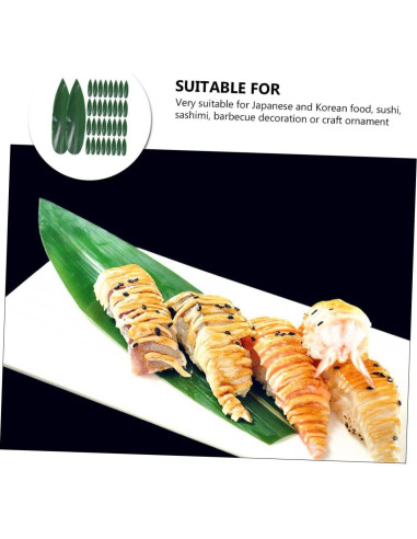 IMIKEYA 100pcs Hojas de Bambú Decorativas para Sushi 18x4.7cm