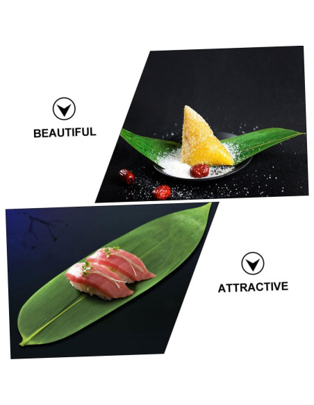 IMIKEYA 100pcs Hojas de Bambú Decorativas para Sushi 18x4.7cm