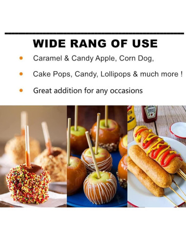 150 Palitos de Caramelo de Bambú YESTOO 14 cm Gruesos 5 mm