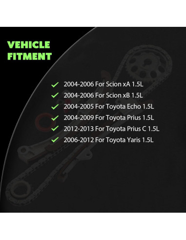 Kit de cadena de distribución SCITOO para Toyota y Scion 1.5L