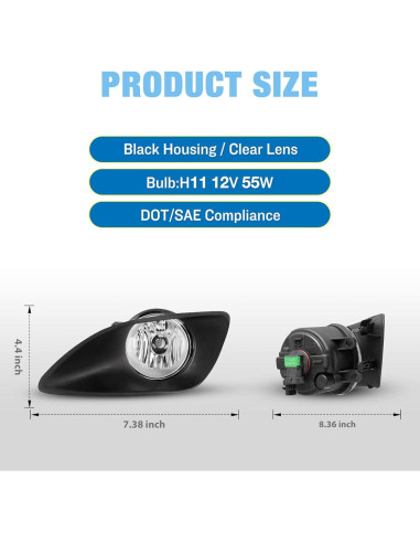 Luces Antiniebla AUTOWIKI para Toyota Yaris Sedán 2007-2012