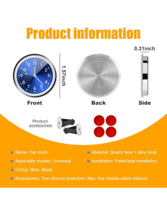 Reloj de Coche Adherible Dickno Mini Luminiscente 3,99 cm 2