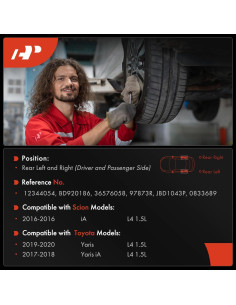 Juego de tambores de freno A-Premium para Toyota Yaris 2016-2020 2