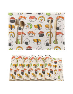 Juego de 6 Manteles Rectangulares ZSNKDXA Lino 30x45 cm