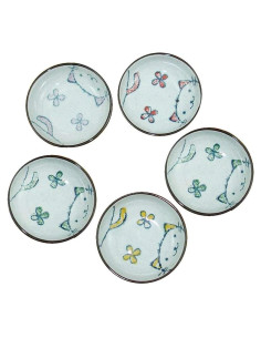 Juego de 5 Platos de Cerámica Japonesa Gato MISS TUTU