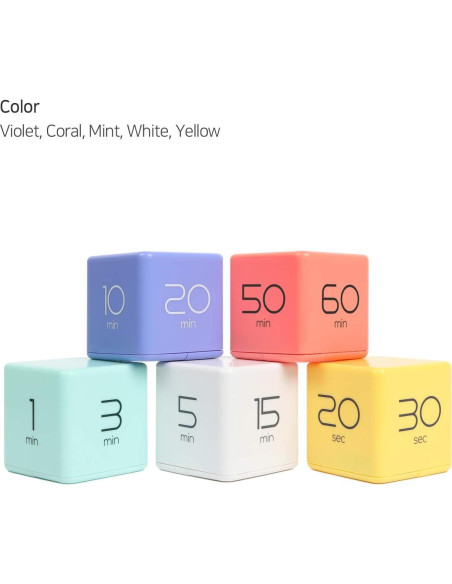 Temporizador Cube Mooas Coral - 4 Configuraciones de Tiempo
