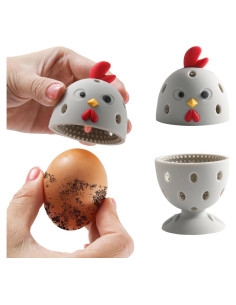 Limpiador de Huevos W 2PCS Silicona Gris Cepillo Multifuncional