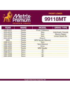 Kit de 2 Articulaciones de Bola Inferior Delantera Metrix para Toyota 2