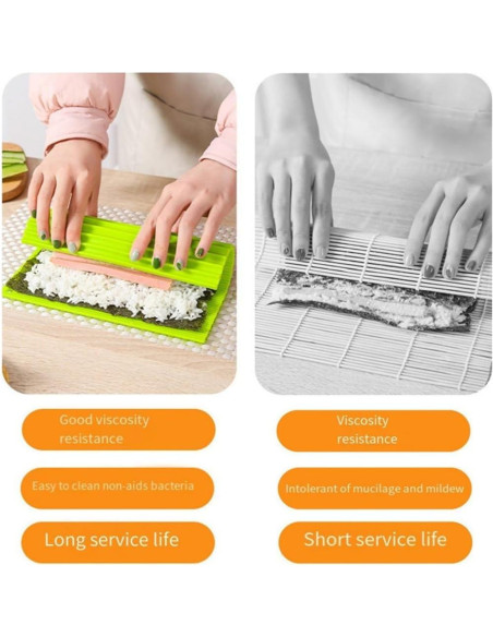 Estera de Sushi Antiadherente LIUHUIZEYU 22x20 cm Verde