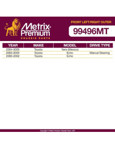 Kit de extremos de barra de dirección Metrix para Toyota Yaris/Echo 2