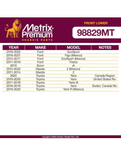 Kit de 2 Articulaciones Inferiores Delanteras Metrix para Ford y Mazda 2