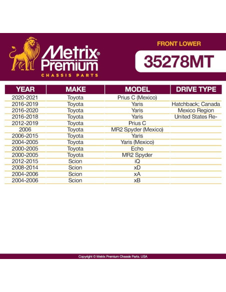 Articulación de Bola Inferior Delantera Metrix para Toyota